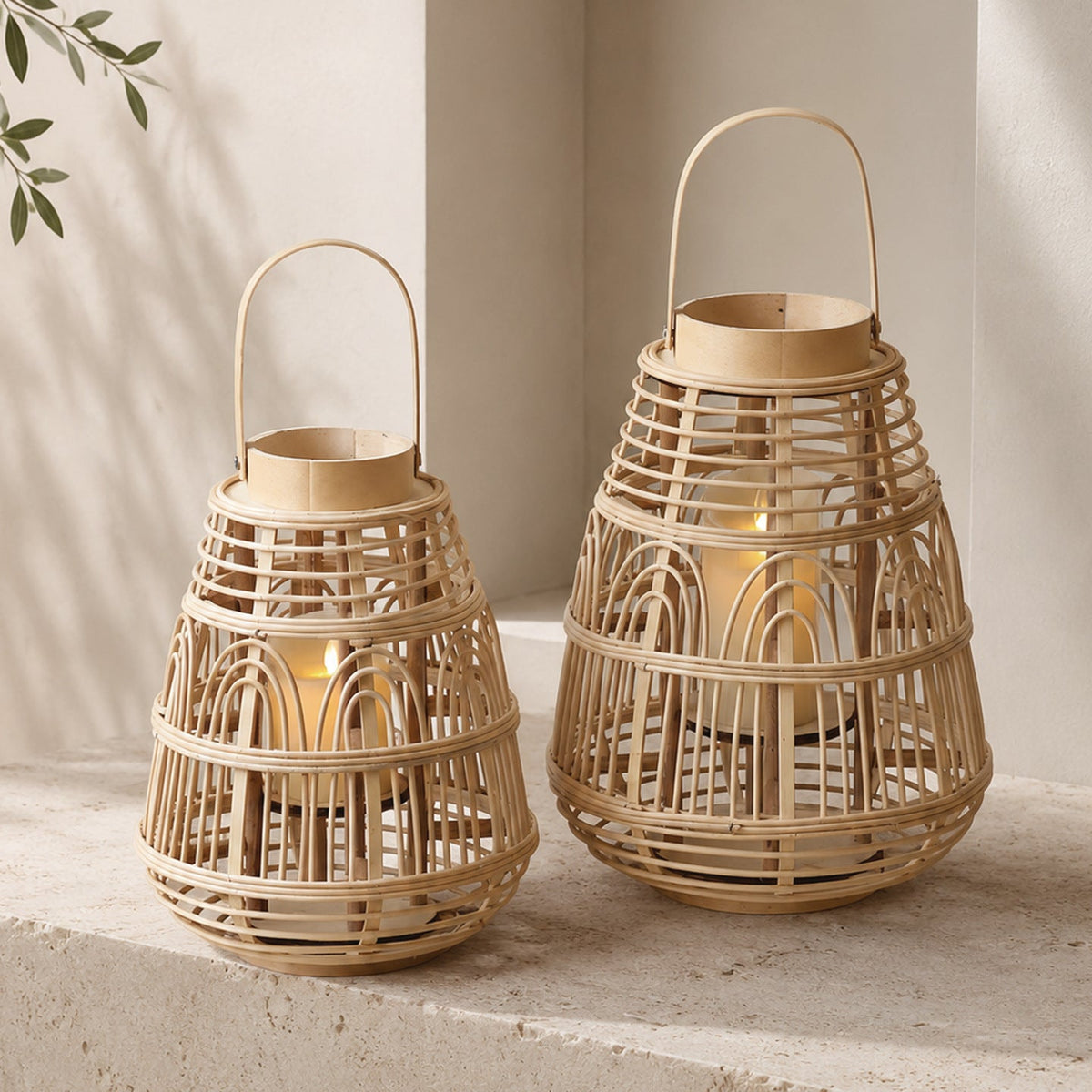 Rustic Rattan Lantern Large | High & Bury