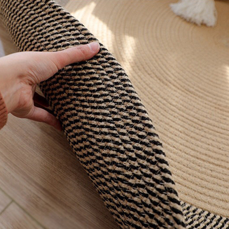 Rustic Round Rug with Fringes | High & Bury
