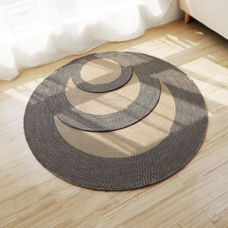 Rustic Round Rug with Fringes | High & Bury