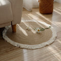 Rustic Round Rug with Fringes | High & Bury