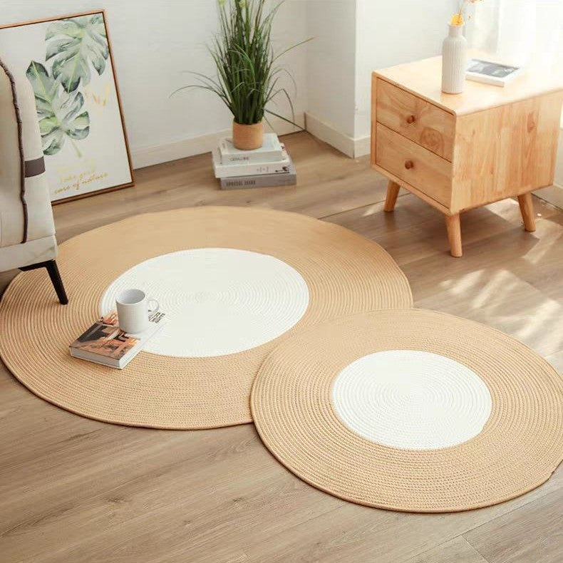 Rustic Round Rug with Fringes | High & Bury
