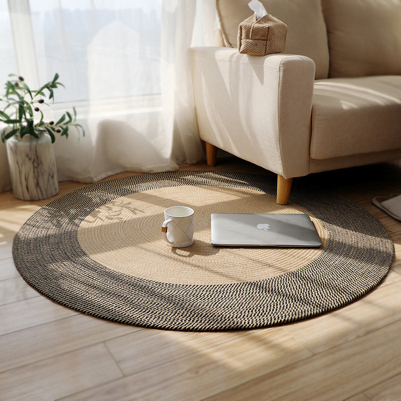 Rustic Round Rug with Fringes | High & Bury