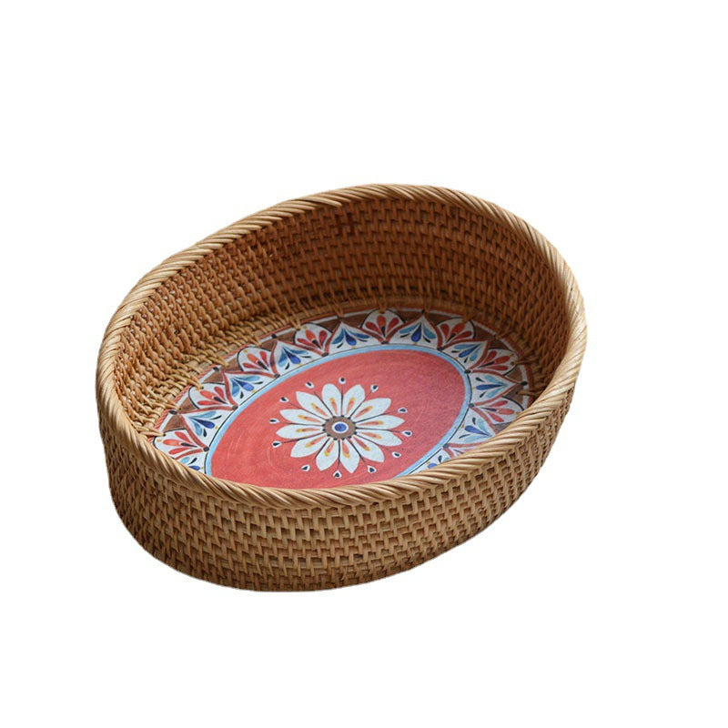 Rustic Serving Basket with Floral Details | High & Bury
