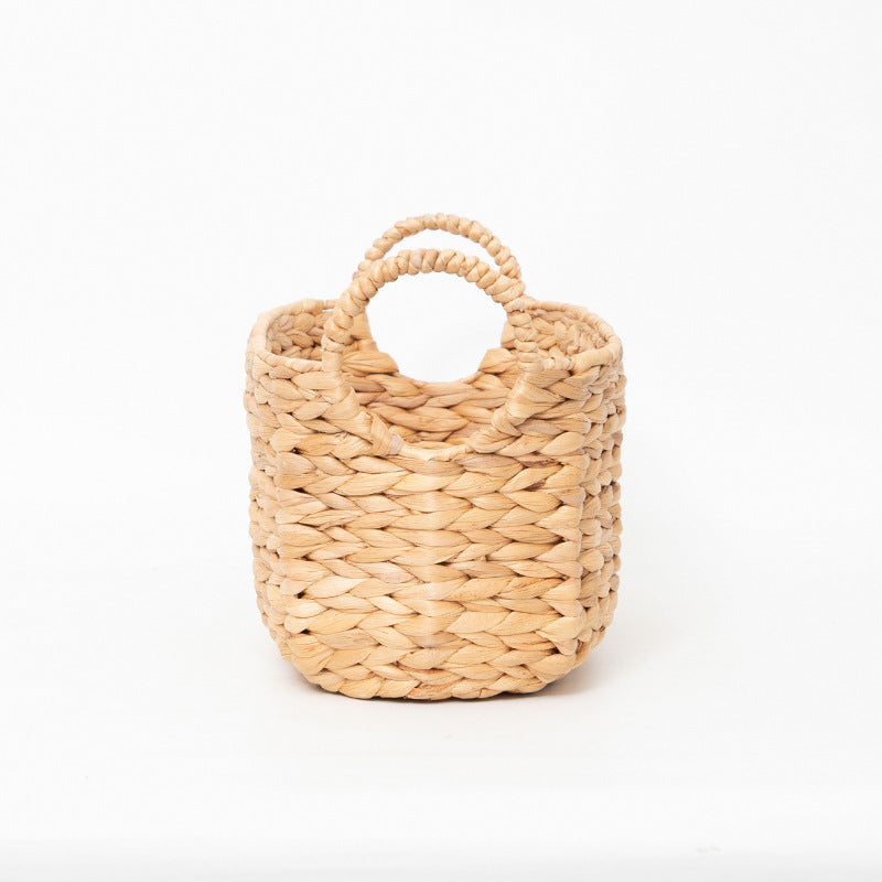 Rustic Storage Basket made of Woven Natural Material Green Beige | High & Bury