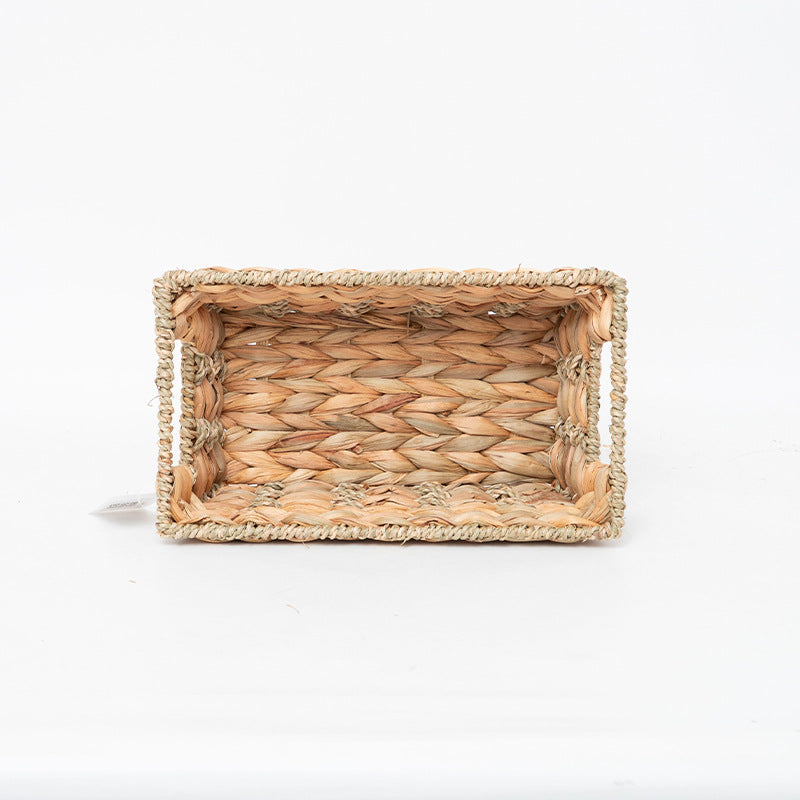 Rustic Storage Basket made of Woven Natural Material Green Beige | High & Bury