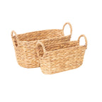 Rustic Storage Basket made of Woven Natural Material Green Beige | High & Bury