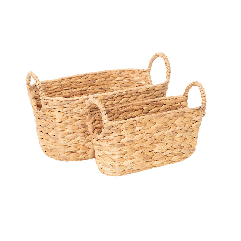 Rustic Storage Basket made of Woven Natural Material Green Beige | High & Bury