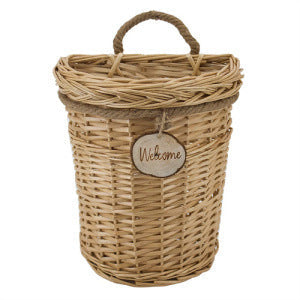 Rustic Storage Basket made of Woven Natural Material Green Beige | High & Bury