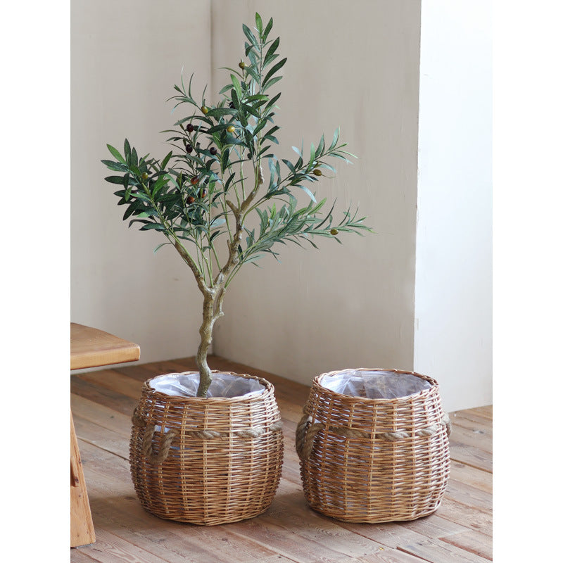 Rustic Storage Basket with Hemp Handles | High & Bury