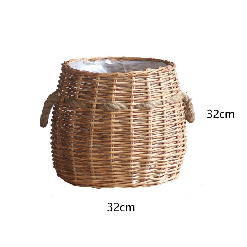 Rustic Storage Basket with Hemp Handles | High & Bury