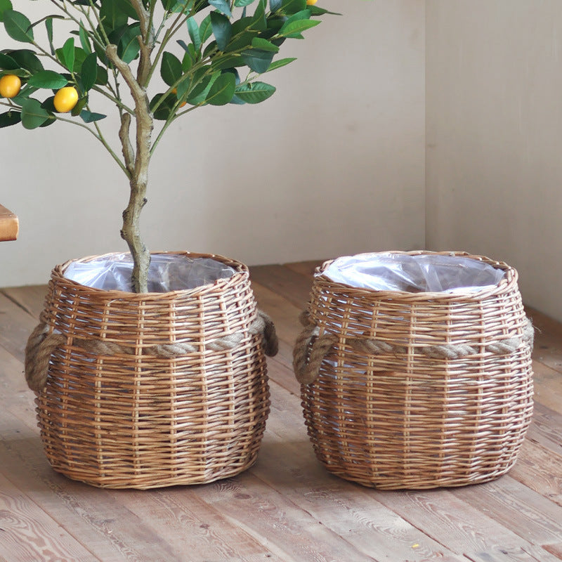 Rustic Storage Basket with Hemp Handles | High & Bury