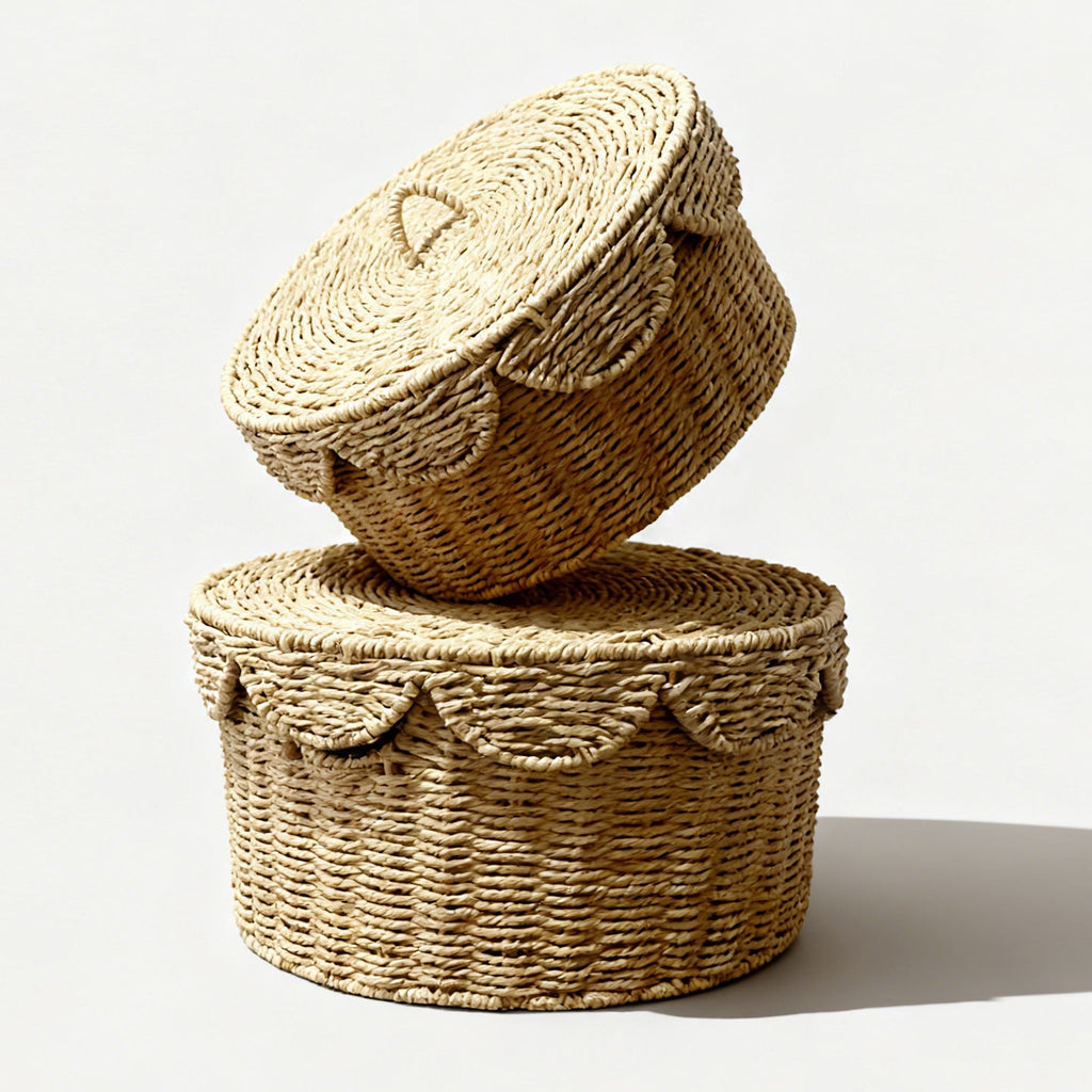 Rustic Storage Basket with Lid | High & Bury
