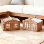 Rustic Storage Basket with Linen Lining | High & Bury