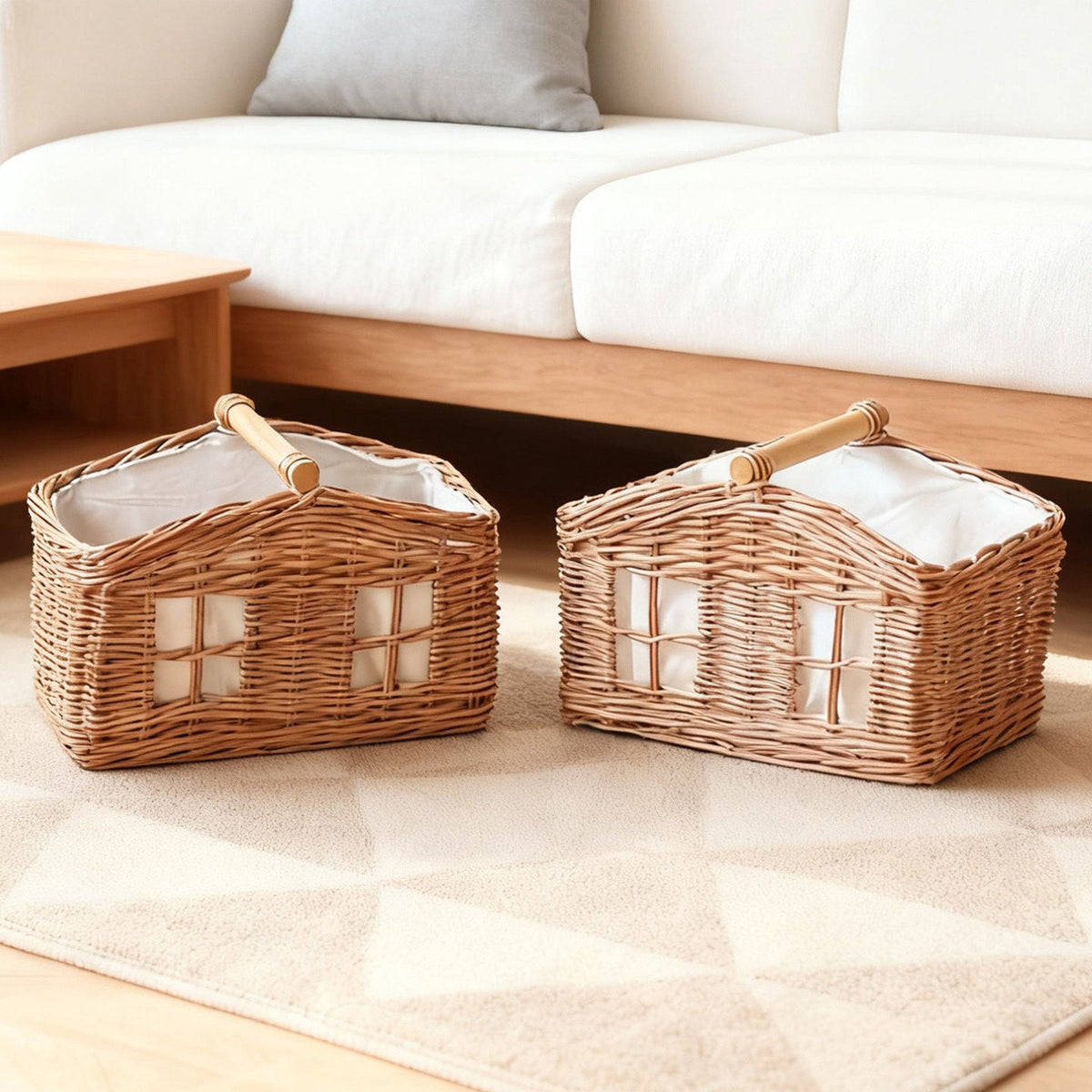 Rustic Storage Basket with Linen Lining | High & Bury