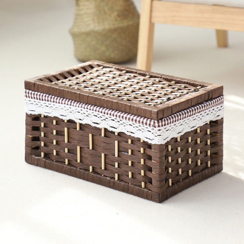 Rustic Toy Basket with Checked Pattern | High & Bury