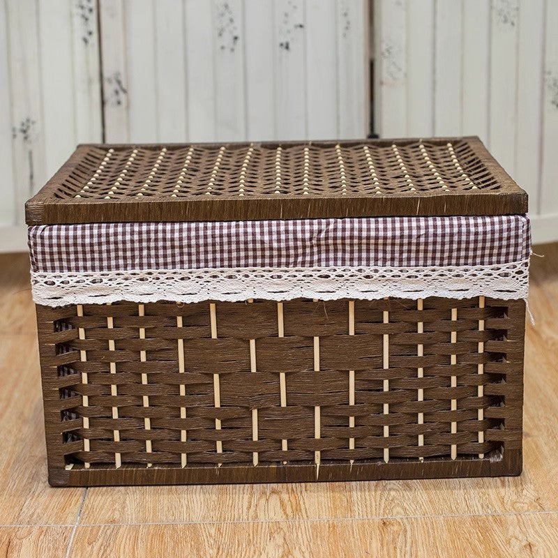 Rustic Toy Basket with Checked Pattern | High & Bury