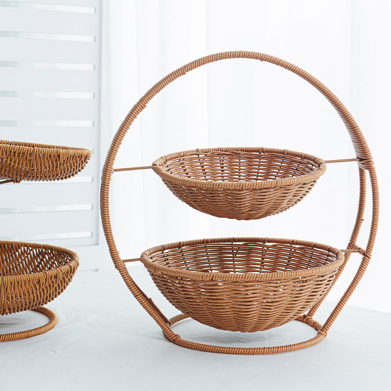 Rustic Two-Tiered Woven Fruit Stand | High & Bury