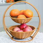 Rustic Two-Tiered Woven Fruit Stand | High & Bury
