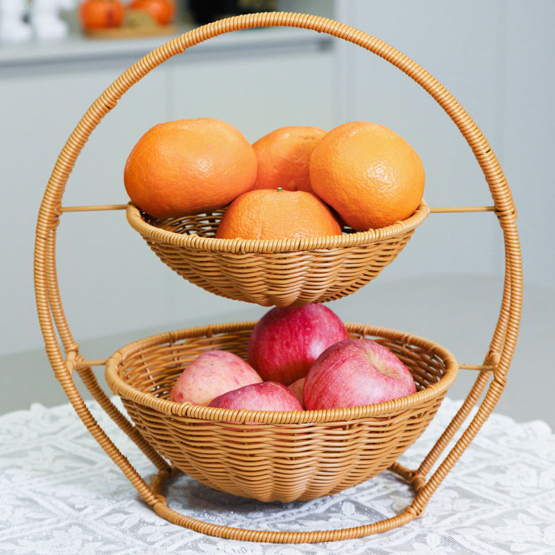 Rustic Two-Tiered Woven Fruit Stand | High & Bury
