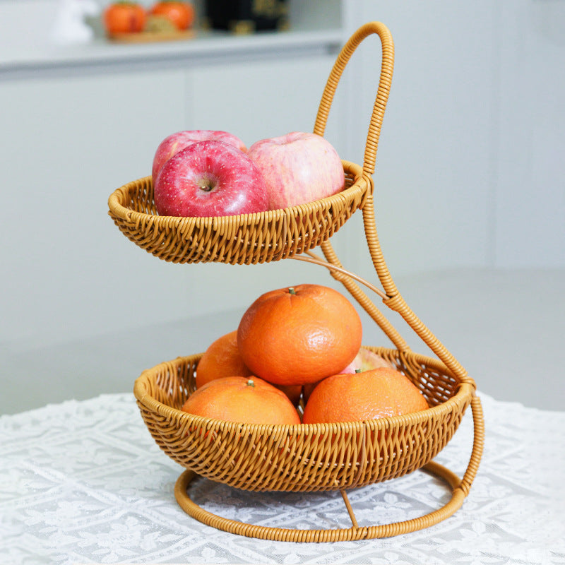Rustic Two-Tiered Woven Fruit Stand | High & Bury