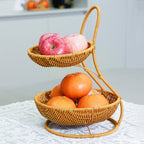Rustic Two-Tiered Woven Fruit Stand | High & Bury