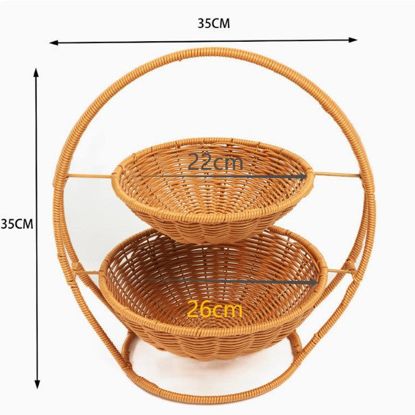 Rustic Two-Tiered Woven Fruit Stand | High & Bury