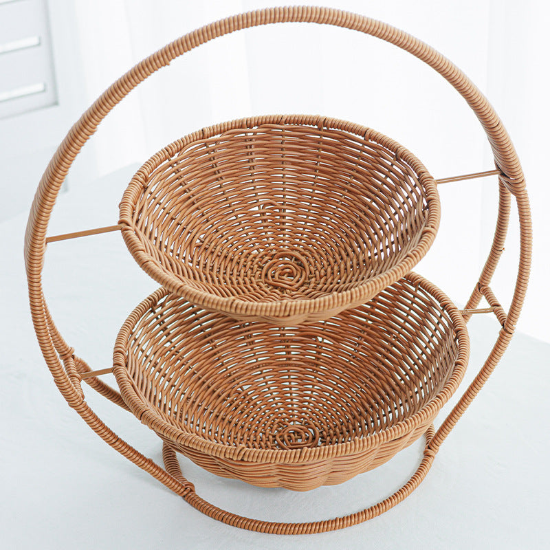 Rustic Two-Tiered Woven Fruit Stand | High & Bury