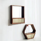 Rustic Wall Mirror with Natural Rattan Frame | High & Bury