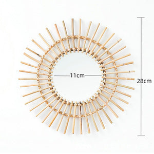 Rustic Wall Mirror with Natural Rattan Frame | High & Bury