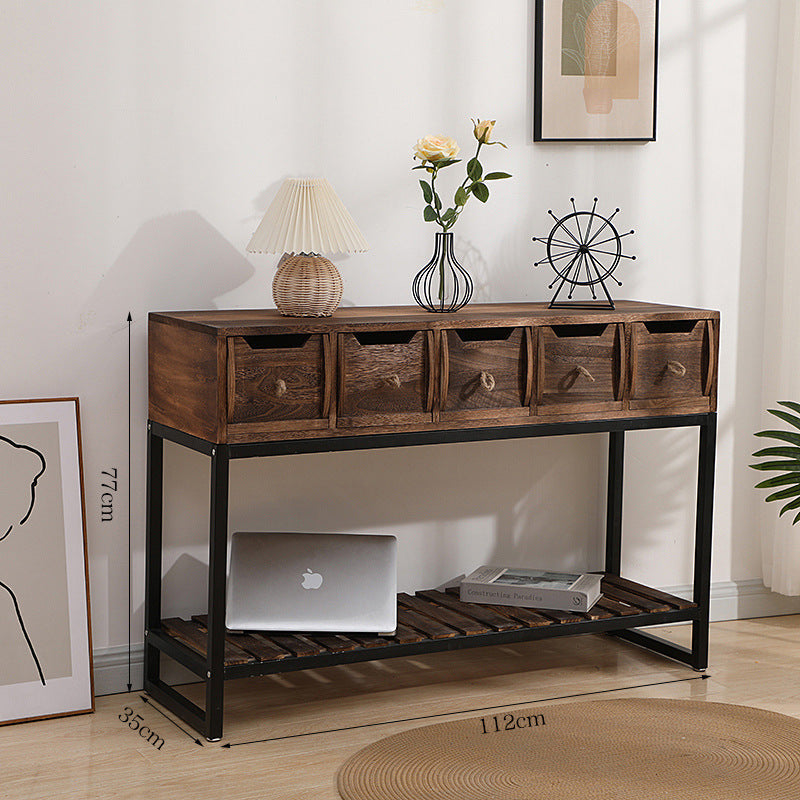 Rustic Wooden Console Table with Storage | High & Bury