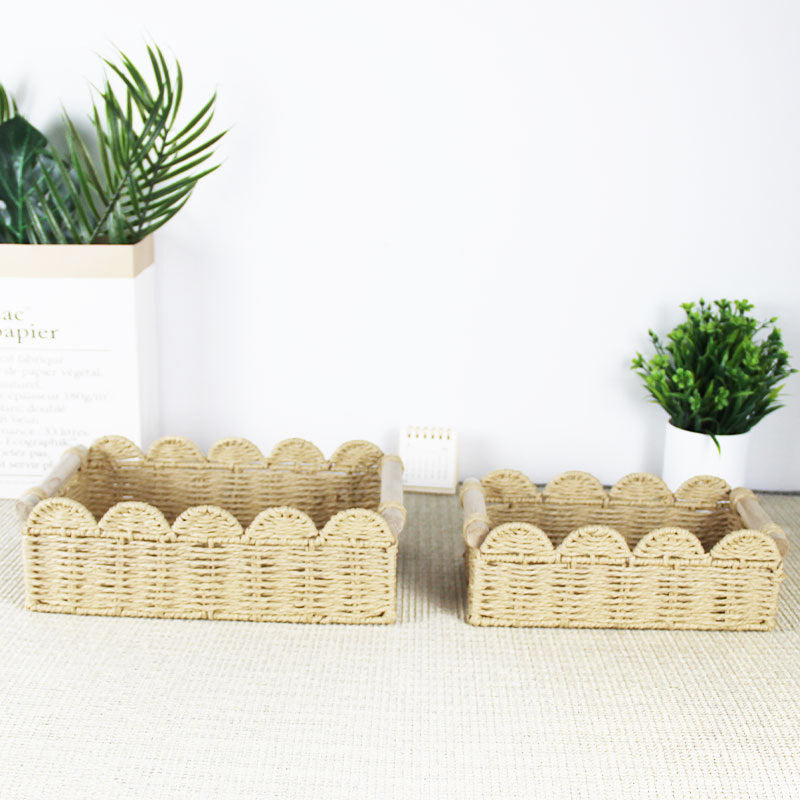 Scalloped Woven Storage Basket | High & Bury