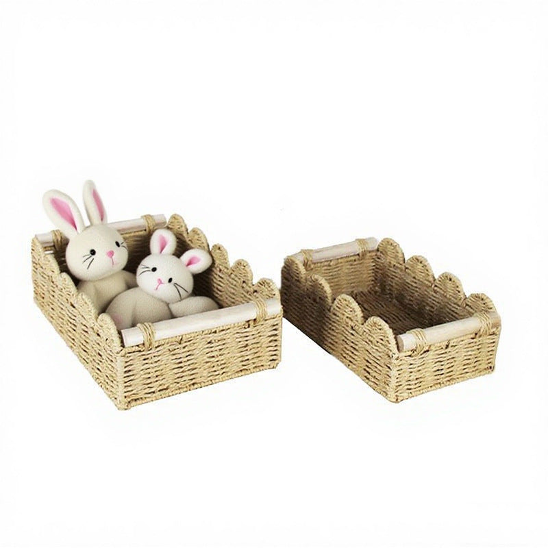 Scalloped Woven Storage Basket | High & Bury