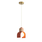 Scandinavian Arch-Shade Pendant Lamp with Wood Ring Accents and Frosted Globe | High & Bury