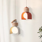Scandinavian Arch-Shade Pendant Lamp with Wood Ring Accents and Frosted Globe | High & Bury