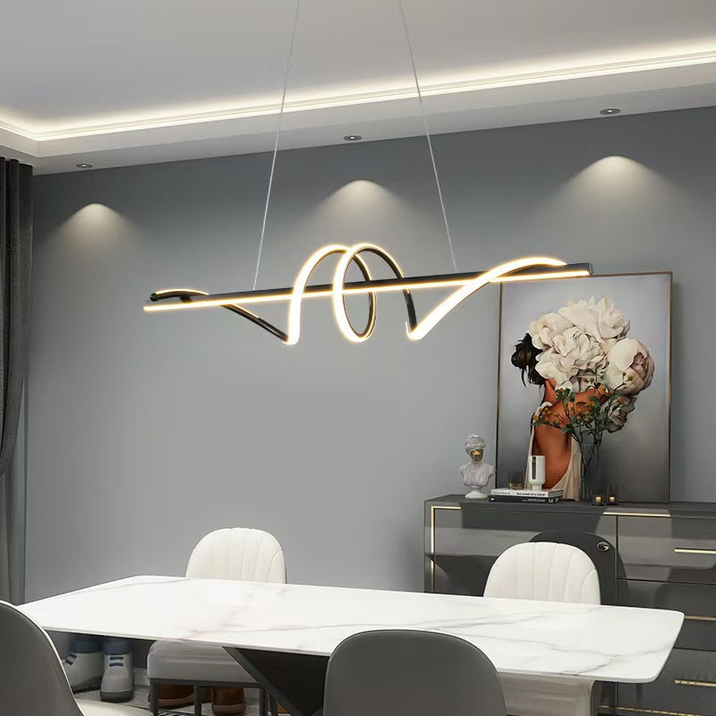 Sculptural LED Wave Linear Pendant Light with Loop Accent | High & Bury