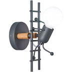 Sculptural Wall Lamp with Opal Glass Globe and Decorative Ladder Frame | High & Bury