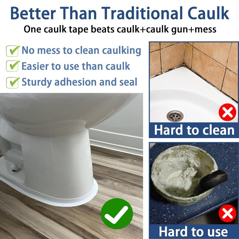 Self-Adhesive PE Caulk Tape, 1.42-Inch Wide, 10.5 Feet, Centre Crease, view 2