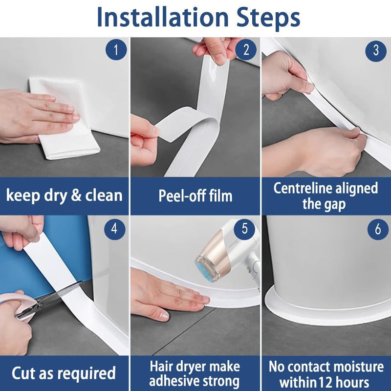 Self-Adhesive PE Caulk Tape, 1.42-Inch Wide, 10.5 Feet, Centre Crease, view 7