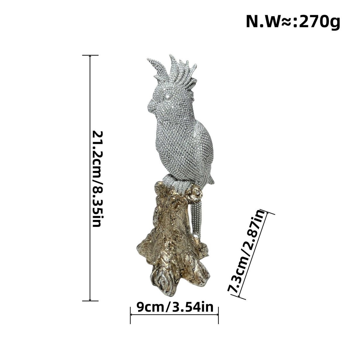 Shiny Parrot Figure on Log | High & Bury
