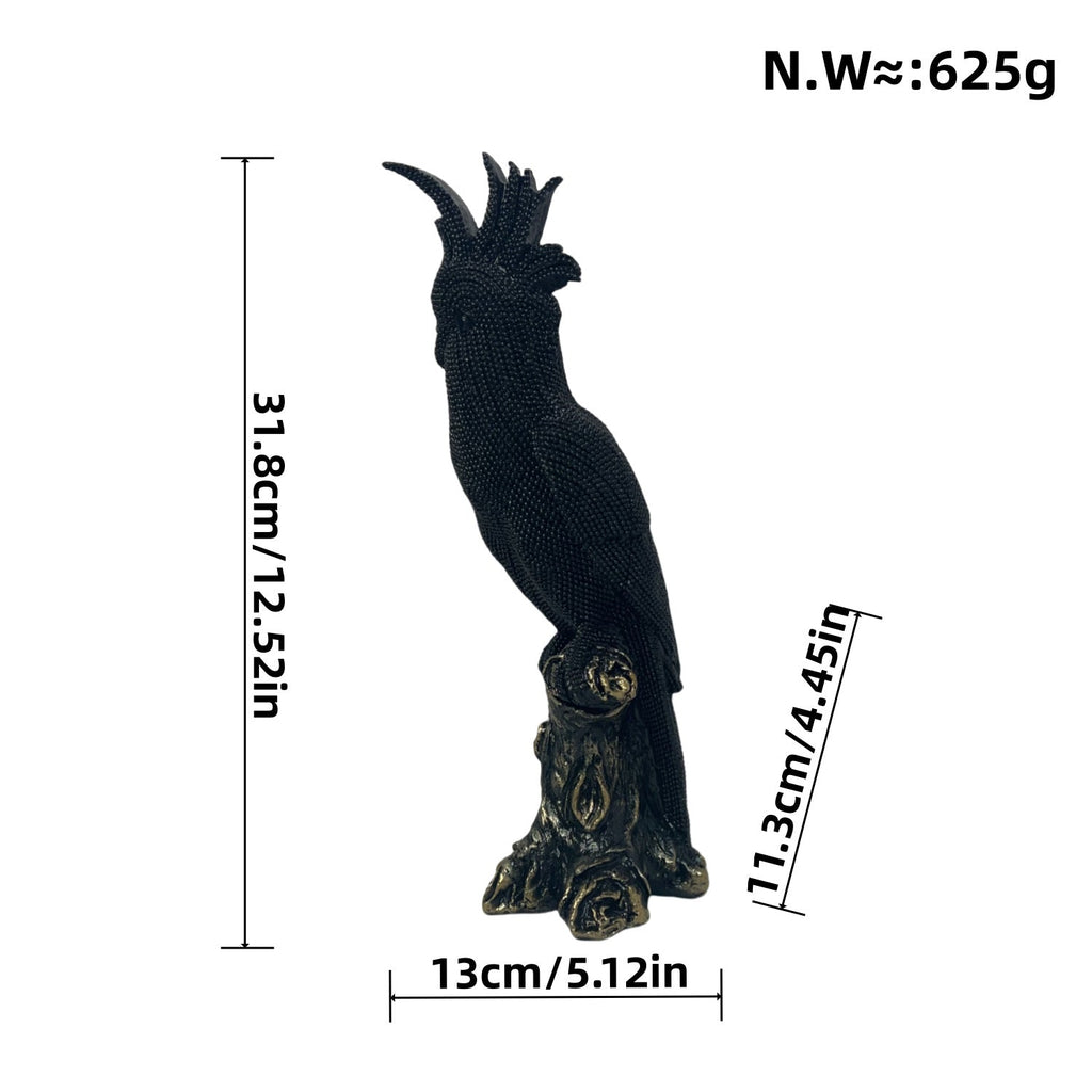 Shiny Parrot Figure on Log | High & Bury