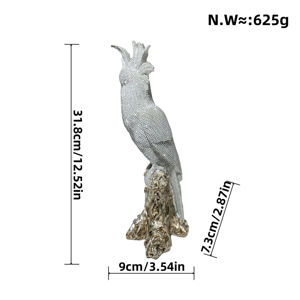 Shiny Parrot Figure on Log | High & Bury