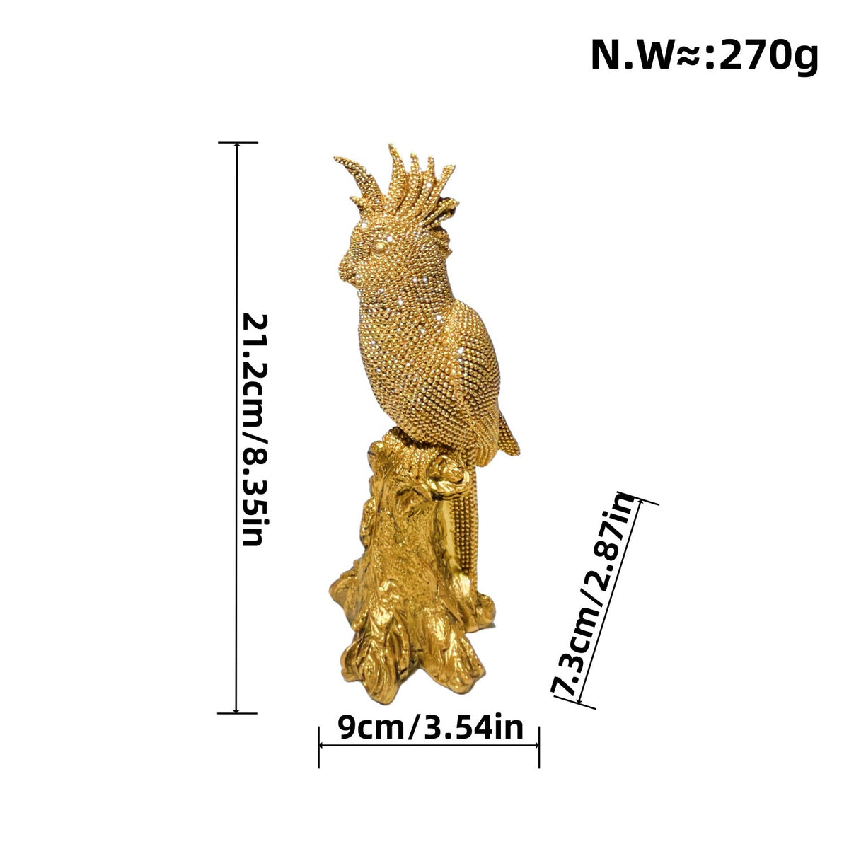 Shiny Parrot Figure on Log | High & Bury