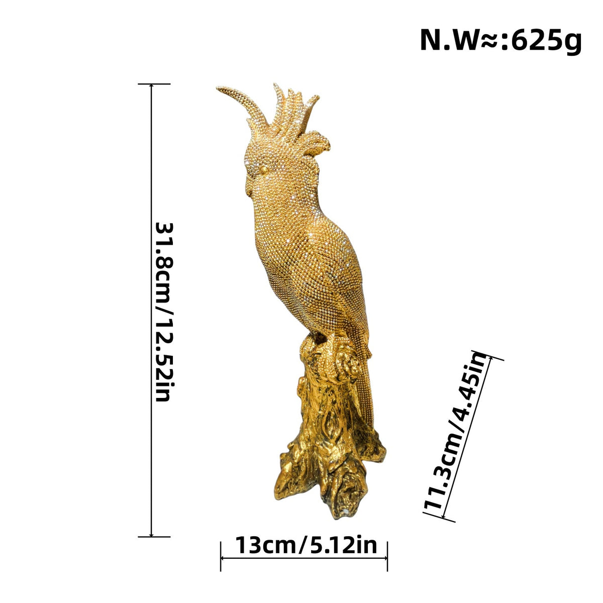 Shiny Parrot Figure on Log | High & Bury