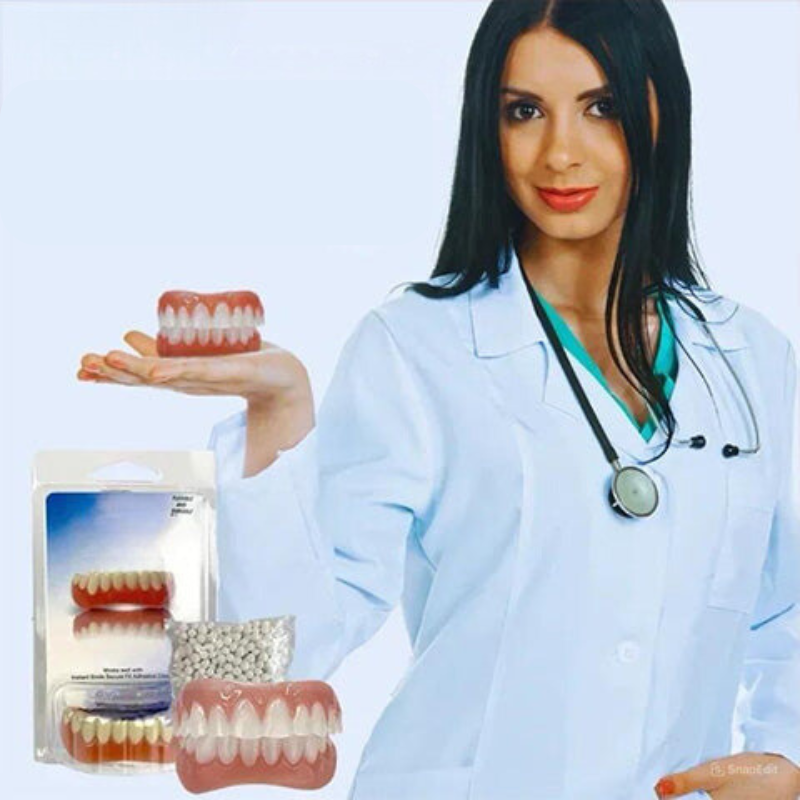 Silicone Denture Set for Upper and Lower Teeth, Reusable and Easy to Clean, view 2