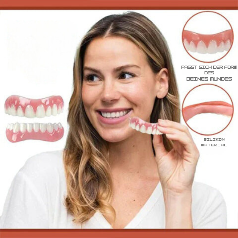 Silicone Denture Set for Upper and Lower Teeth, Reusable and Easy to Clean