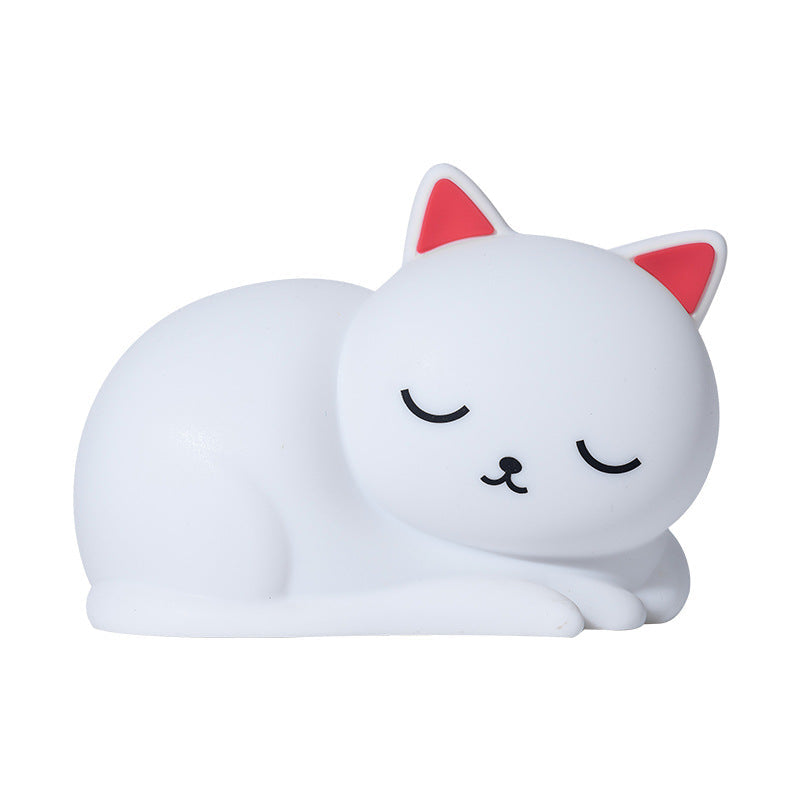 Silicone Sleeping Cat LED Night Light with Touch Dimming USB Rechargeable | High & Bury