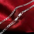 Silver-Plated Copper Triple Figaro Cuban Link Necklace, 4.0 mm, view 3