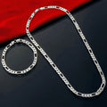 Silver-Plated Copper Triple Figaro Cuban Link Necklace, 4.0 mm