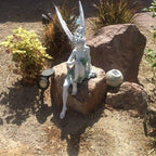 Sitting Fairy Garden Statue in Polyresin with Pair of Wings and Closed Eyes, view 3