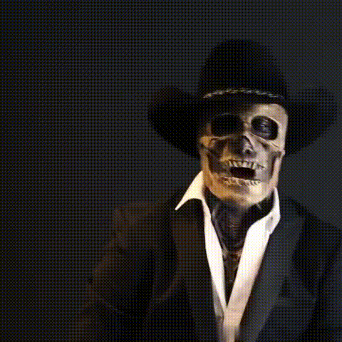Skeleton Mask with Hat, Full-Face Latex Halloween Costume Accessory, view 2